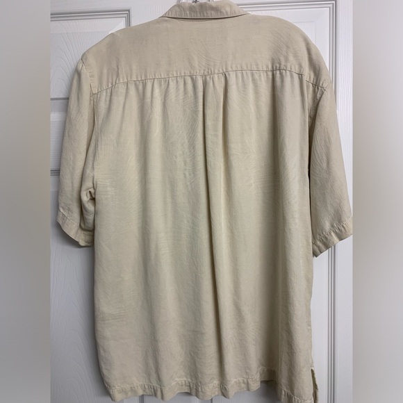 Jamaica Jacxx 100% Silk Shirt size L Short Sleeve Tropical fern pattern Pocket - Picture 3 of 17